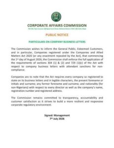 CACs new directive on Company letter head